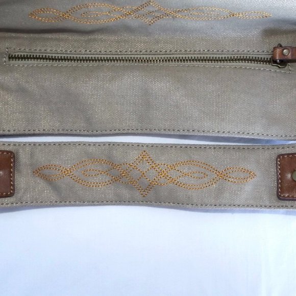 Rampage Fifty-Five Bag, Tan Canvas Tote with Embroidery, Like New! - Picture 5 of 13